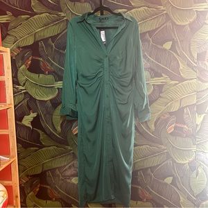satin midi shirt dress.